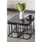 Sedaş Living Units Pelikan 4+1 Siyah Aynalı Temperli Cam Siyah Metal Ayak Takım Sehpa Sedaş_lıvıng_unıts_sehpa