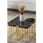Sedaş Lıvıng Unıts Pelikan 4+1 Siyah Mermer Temperli Cam Gold Metal Ayak Takım Sehpa Sedaş_lıvıng_unıts_sehpa