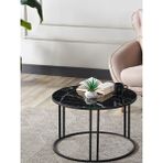 Sedaş Lıvıng Unıts Salon Orta Sehpa Siyah Mermer Desenli Temperli Cam (Siyah) Metal Ayak Orta Sehpa