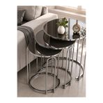 SEDAŞ LIVING UNITS Zigon Sehpa Füme Ayna Lenka Yuvarlak 3'lü Gümüş Metal sedaş-lenka-zigon-gold