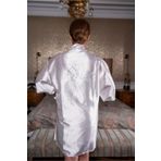 SeddA Bride Sabahlık Kırık Beyaz Gelin Sabahlık Kristal Taşlı Bride