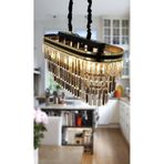 Sedef Şeritli 70x30 Cm Lik Kristal Taşlı Lüks Avize - Yatak Odası - Salon - Mutfak - Hol Altın