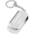 Sedef Silver Kişiye Özel Anahtarlık Zincirli Halkalı Hediyelik Kutulu Isimli USB Flash Bellek 32 GB - Gümüş