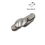 Sedef Silver Ortadan Ayrılabilir Çok Amaçlı Kamp Outdoor Seyahat Piknik Kumanya Çatal Kaşık Bıçak Kiti Çakı Seti