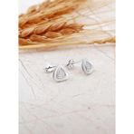 Sedef Taşlı Rodyumlu Üçgen Mini Gümüş Küpe 7270