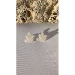 Sedefli Parlak Beyaz Renkli Güvercin Şekil Gümüş Aksesuarlı Epoksi Küpe El Yapımı Hediyelik