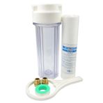 Sediment Filtre Housing Seti | 10” Şeffaf Kap + 5 Mikron PP Filtre + Anahtar + Pirinç Bağlantı + Teflon Bant| Şebeke Suyu Ön Filtreleme (1)