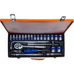 Sedir 25 Parça Metal Kutulu Lokma Takımı Seti - Cırcır Kolu ve Uzatma Kolları ile Tam Set