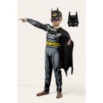 Sedirli Batman Kaslı Çocuk Kostümü 2 Maskeli Siyah Pelerinli Maskeli Süper Kahraman Kaslı Kostümü - 3 - 4 Yaş - Renkli