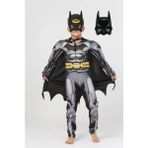 Sedirli Batman Kaslı Çocuk Kostümü 2 Maskeli Siyah Pelerinli Maskeli Süper Kahraman Kaslı Kostümü - 9 - 10 Yaş - Renkli