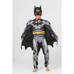 Sedirli Batman Kaslı Çocuk Kostümü Siyah Pelerinli Maskeli Süper Kahraman Kaslı Kostümü - Renkli - 3 - 4 Yaş
