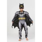 Sedirli Batman Kaslı Çocuk Siyah Pelerinli Maskeli Yarasa Adam Kaslı Kostümü - 9 - 10 Yaş - Renkli