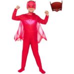 Sedirli Pija Maskeliler Owlette Kırmızı Baykuş Kız 2 Maskeli Pelerinli Kostüm - Renkli