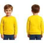 Sedirli Unisex Düz Baskısız Çocuk Sweatshirt 3 Iplik Şardonlu Kumaş - Sarı - 9 - 10 Yaş