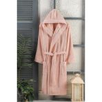 Sedona Trendy Pamuklu Bukle Kapşonlu Unisex Bornoz - L - XL - Pembe