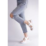 sedora shoes Daisy 4cm Dolgu Topuk Lastikli Kadın Sandalet