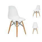 Seduna Beyaz Design Sandalye | Natural Ahşap Ayaklı | 2 Adet