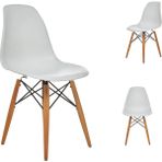 Seduna Beyaz Eames Sandalye - Natural Ahşap Ayaklı 2 Adet Modern Tasarım ve Rahat Oturum