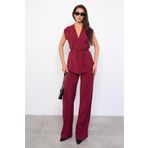Seeh Bordo Basic Yelek Pantolon Takım Sh241