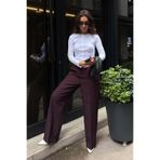 Seeh Bordo Bol Paça Kadın Kumaş Pantolon SH341