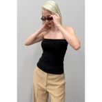Seeh Siyah Straplez Basic Kadın Bluz Sh247