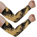 SEEKJOYS Altın Tüy Baskı UV Güneş Koruma Kol Kolları Dikişsiz Tüy UPF 50+ Erkek Kadın için Soğutma Kılıfı, Bahçıvanlık Çiftlik Açık Hava Sporları Basketbol Koşu Bisiklet, çok renkli, One Size