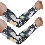 SEEKJOYS Kedi Astronot UV Güneş Koruma Kol Kollukları Karikatür Kedi UPF 50+ Erkek Kadın için Soğutma Kılıfı, Bahçecilik Çiftlik Açık Hava Sporları Basketbol Koşu Bisiklet, çok renkli, One Size