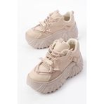 SEEM Gıanna Platform Yüksek Taban Spor Ayakkabı Kadın Bej Sneaker
