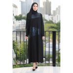 Sefa Merve Büyük Beden Kristal Penye Elbise 6253-02 Lacivert - 44