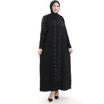 Sefa Merve Büyük Beden Petek Kumaş Taşlı Elbise 6246-01 Siyah - 44