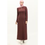 Sefa Merve Fermuarlı Elbise 2144-05 Mürdüm - 40