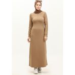 Sefa Merve Fermuarlı Elbise 2149-03 Vizon - Lacivert - 38