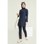 Sefa Merve Fermuarlı Tesettür Mayo 2212-01 Lacivert - XL