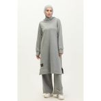 Sefa Merve Iki Iplik Yırtmaçlı Spor Tunik Pantolon Ikili Takım 0002-01 Gri - 38 - 40