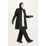 Sefa Merve Kadın Büyük Beden Kaşe Kaban Siyah Modern Stil Rahat Kullanım - 50