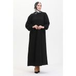 Sefa Merve Kolu Büzgülü Elbise 1053-01 Siyah - 40