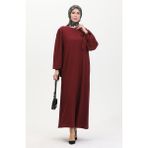 Sefa Merve Kolu Büzgülü Elbise 1053-05 Bordo - 42