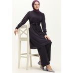 Sefa Merve Kuşaklı Tunik Pantolon Ikili Takım 0690-02 Mor - 40