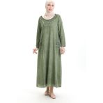 Sefa Merve Şile Bezi Otantik Elbise 4550-07 Çimen Yeşili