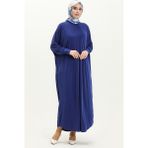 Sefa Merve Yarasa Kol Salaş Elbise 2000-20 Saks - Taş - Standart