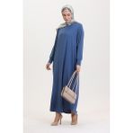 Sefa Merve Yarasa Kol Salaş Elbise 2000-22 Indigo - Standart - İndigo