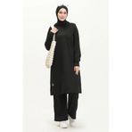 Sefamerve 0044-05 Siyah Kadın Tunik Pantolon İkili Takım