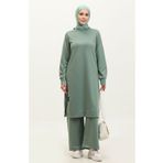 Sefamerve 0044-32 Çağla Yeşili Kadın Tunik Pantolon İkili Takım