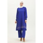 Sefamerve 0409-03 Saks Kadın Tunik Pantolon İkili Takım