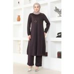 Sefamerve 0580-05 Mürdüm Kadın Tunik Pantolon İkili Takım