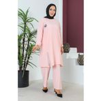 Sefamerve 2608-08 Pudra Kadın Tunik Pantolon İkili Takım