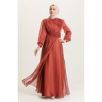 Sefamerve 4866-03 Kiremit Kadın Elbise