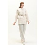 Sefamerve 70030-02 Bej Kadın Tunik Pantolon İkili Takım