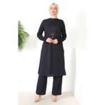 Sefamerve 8585-06 Mor Kadın Tunik Pantolon İkili Takım