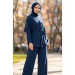 sefamerve Aerobin Kumaş Tunik Pantolon ikili Takım 4141-03 İndigo
